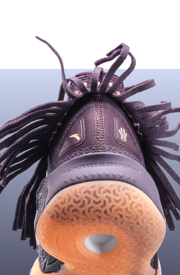 Tassel detailing of the ANTA KAI 1 Chief Hélà "CROWN JEWEL" Basketball Shoes by Kyrie Irving