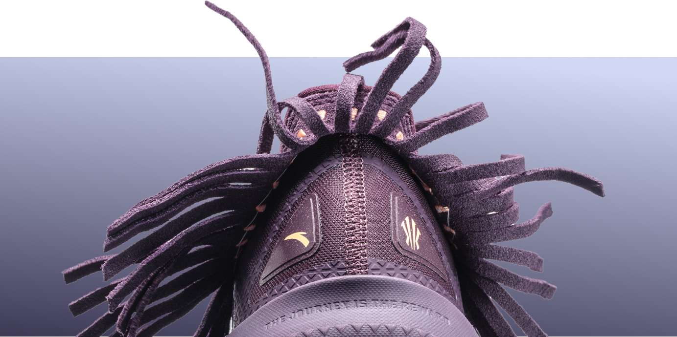 Tassel detailing of the ANTA KAI 1 Chief Hélà "CROWN JEWEL" Basketball Shoes by Kyrie Irving