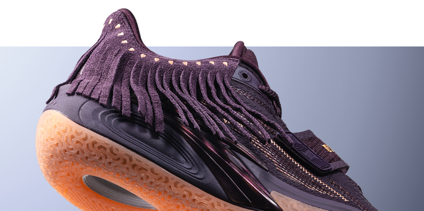 Midnight purple upper of the ANTA KAI 1 Chief Hélà "CROWN JEWEL" Basketball Shoes by Kyrie Irving