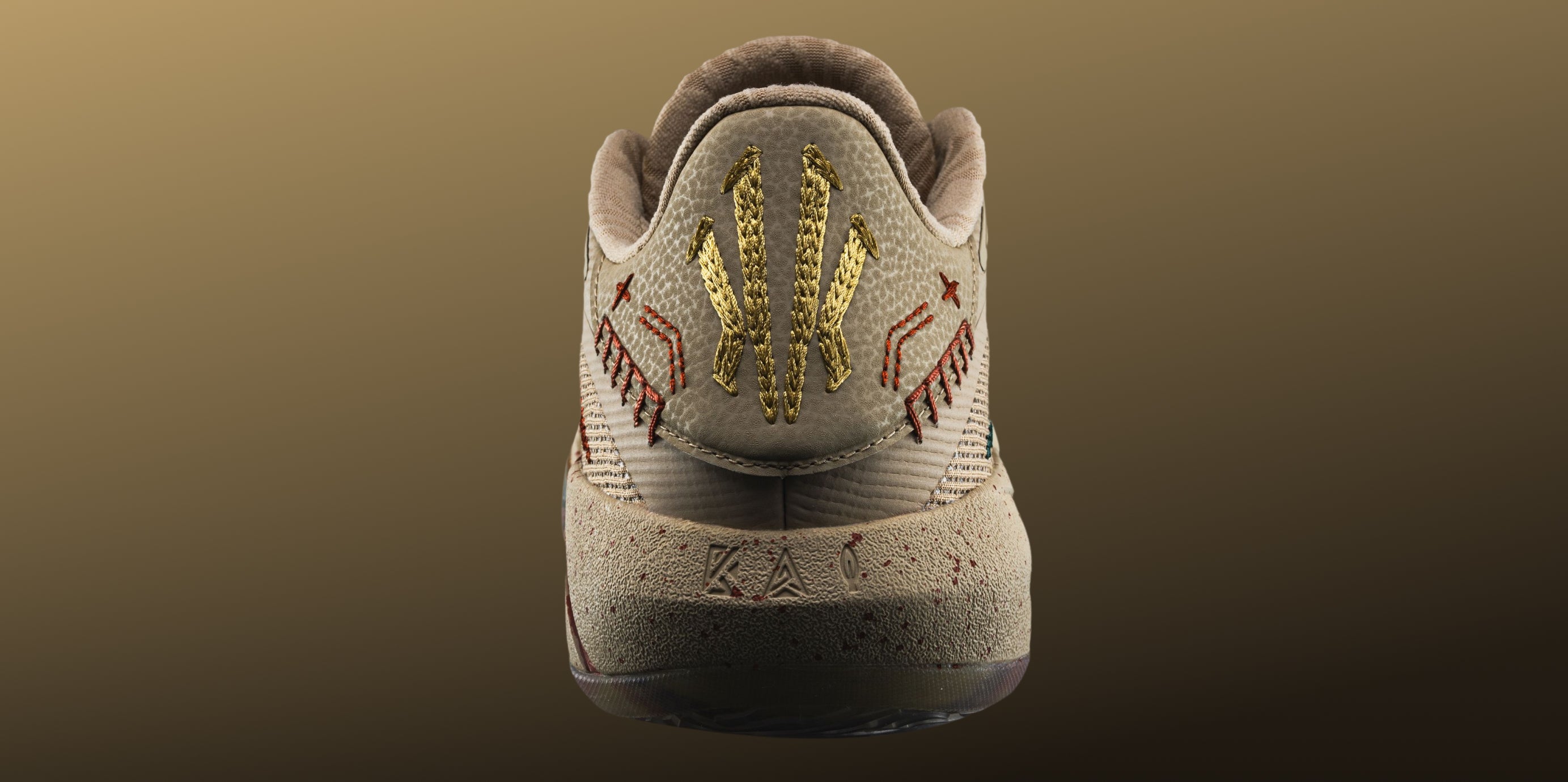 ANTA KAI 3 "Mastery" Kyrie Irving Signature Basketball Shoes in Cream and Gold- Design details